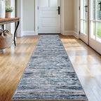 Lansny Modern Abstract Runner Rug 2x12, Grey Blue White Washable Long Kitchen Runner Non-Slip Soft Hallway Rug Runner Thin Print Faux Wool Carpet for Entryway Bedroom Laundry Room Indoor Home Decor
