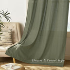 NICETOWN Linen Curtains 84 inch Long, Grommet Thick Linen Blend Window Treatment Vintage & Rustic Style Privacy Added for Bedroom/Living Room, Lichen, W55 x L84, 2 Panels