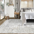 XLUEZ 5x7 Area Rugs for Living Room, Washable Modern Abstract Large Area Rug Neutral Soft Non Slip Kids Rug Stain Resistant Indoor Carpet for Bedroom Nursery Dining Room Playroom(BeigeGrey, 5'x7')