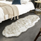 Ashler Home Deco Ultra Soft Faux Fox Fur Rug White Brown Fluffy Area Rug, Carpets Fluffy Rug Chair for Bedroom Floor Sofa Living Room 2 x 6 Feet