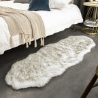Ashler Home Deco Ultra Soft Faux Fox Fur Rug White Brown Fluffy Area Rug, Carpets Fluffy Rug Chair for Bedroom Floor Sofa Living Room 2 x 6 Feet