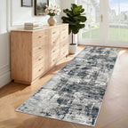 2x7 Runner Rug for Hallway, Washable Modern Abstract Runner Rugs Neutral Soft Non Slip Kids Rug Stain Resistant Indoor Runners for Entryway Bedroom Kitchen Laundry Room(BlackGrey, 2'x7')