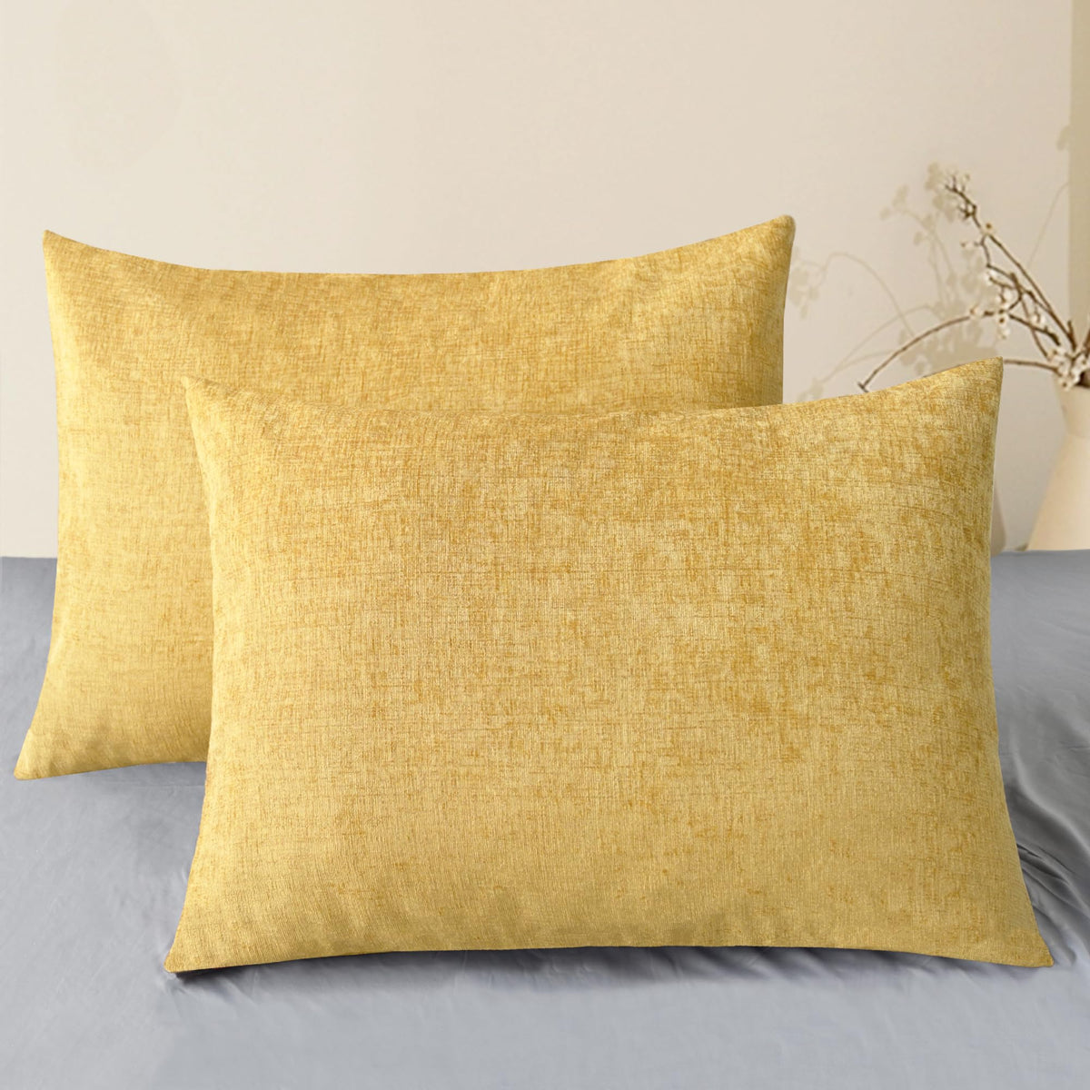 CaliTime Decorative Standard Throw Pillow Covers 26 X 20 Inches True White