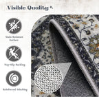 Area Rug 5x7 Washable Rug, Vintage Boho Medallion Rugs Non-Slip Soft Low Pile Large Distressed Rug Indoor Retro Carpet for Living Room Bedroom Dining Room Home Office (Vintage Black, 5'x7')