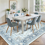 Lofus 8x10 Area Rugs for Living Room, Machine Washable Non-Slip Area Rug, Low Pile Large Rugs for Bedroom, Kitchen, Dining Room, Home Office, Vintage Oriental Print Rug, Blue Gold