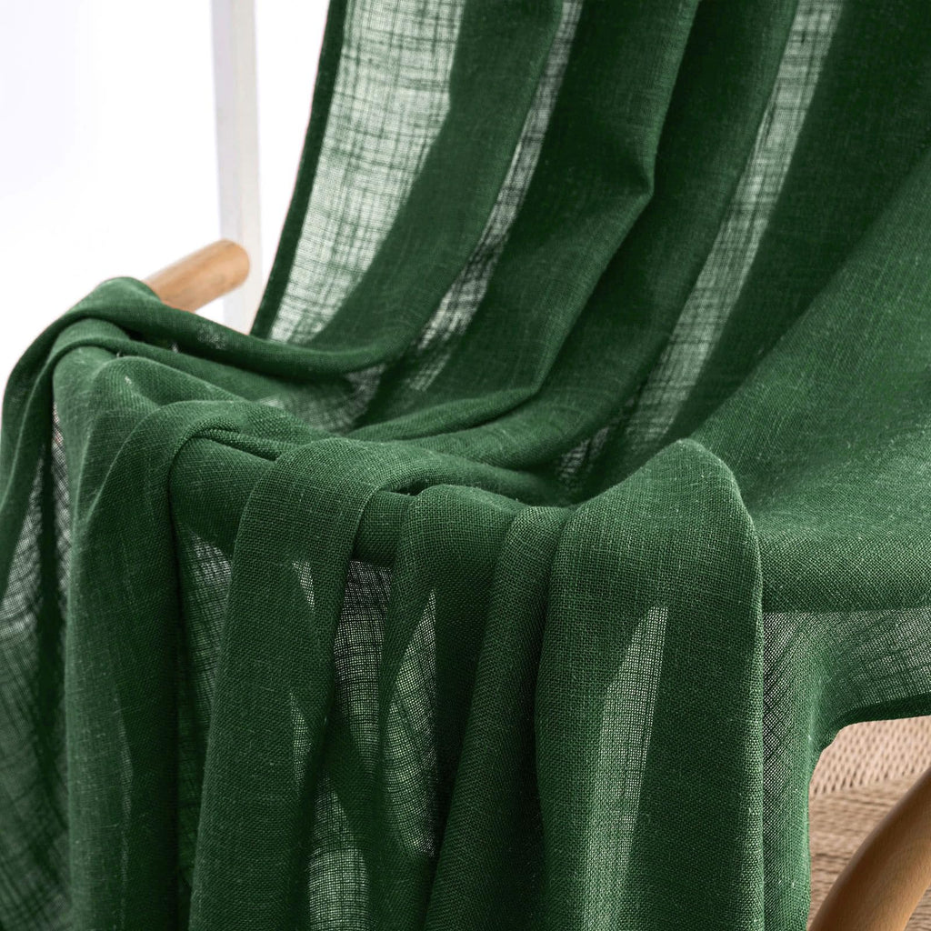 MIULEE Emerald Green Linen Curtains 52x84 Inch Long for Bedroom Living Room
