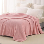 Whale Flotilla Twin Size Fuzzy Fleece Blanket for Bed, 60x80 Inch Fluffy Warm Soft Jacquard Blankets for All Season, Lightweight and Cozy, Pink