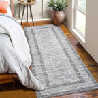 Washable 2.5x10 Kitchen Runner Rug, Easy Clean Geometri Rugs for Hallway Entryway, Indoor Outdoor Non Slip Rug Farmhouse Morden Carpet Door Mat Area Rug for Laundry Room Grey
