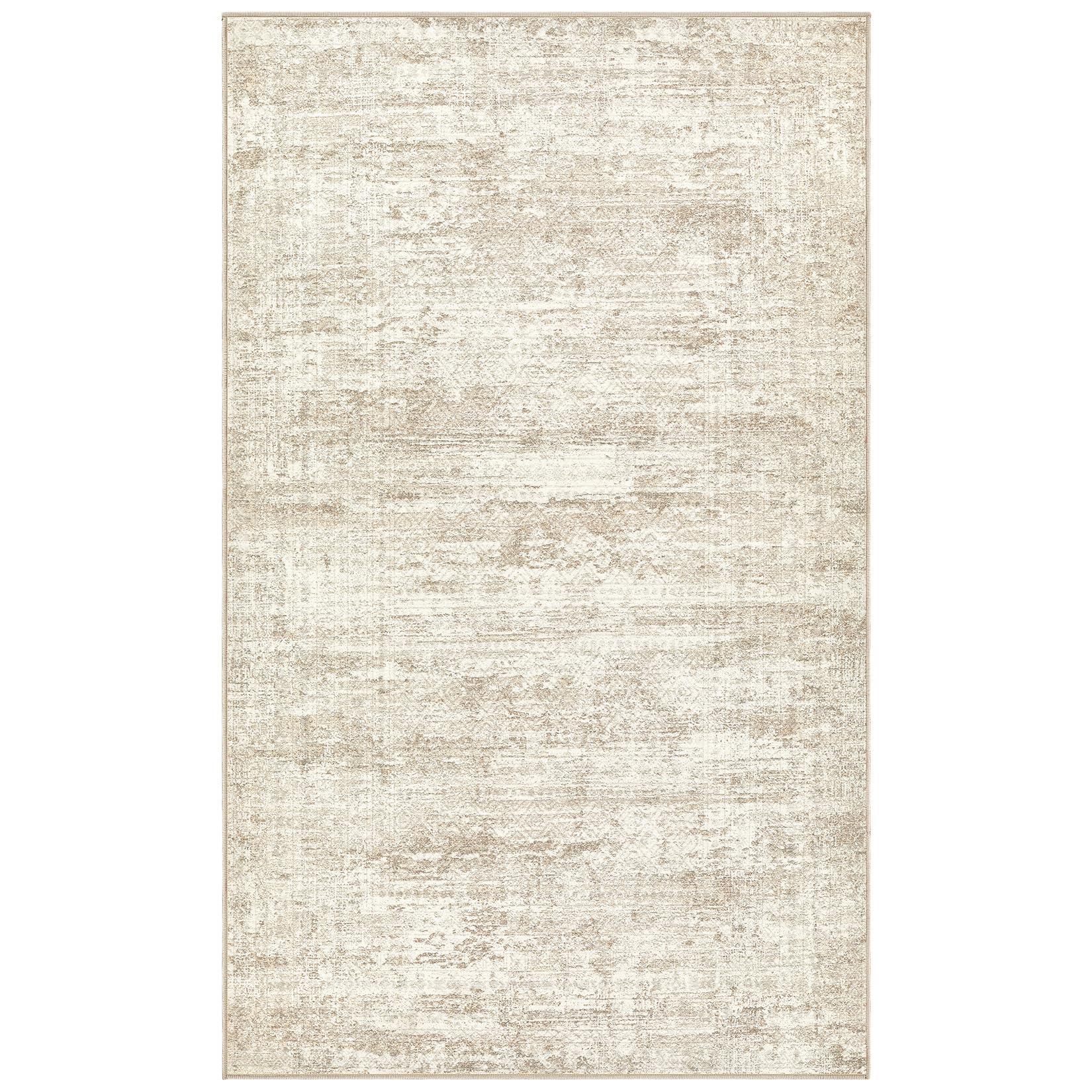 UERMEI 3x5 Washable Area Rug - Neutral Modern Abstract Living Room Rugs, Non-Slip Soft Large Indoor Floor Carpet for Bedroom Home Office & Under Dining Table Decor, Beige/Brown