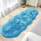 Tangsoo 2x6 Sky Blue Faux Fur Rug,Soft Sheepskin Runner Rug for Bedroom