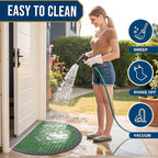 Smiry Half Circle Front Door Mat Outside Entrance, Heavy Duty Sturdy Natural Rubber Doormat, Trap Dirt and Moisture, Low Profile Mats for Indoor Outdoor Entry, Irregular Triangle (35x23, Green)