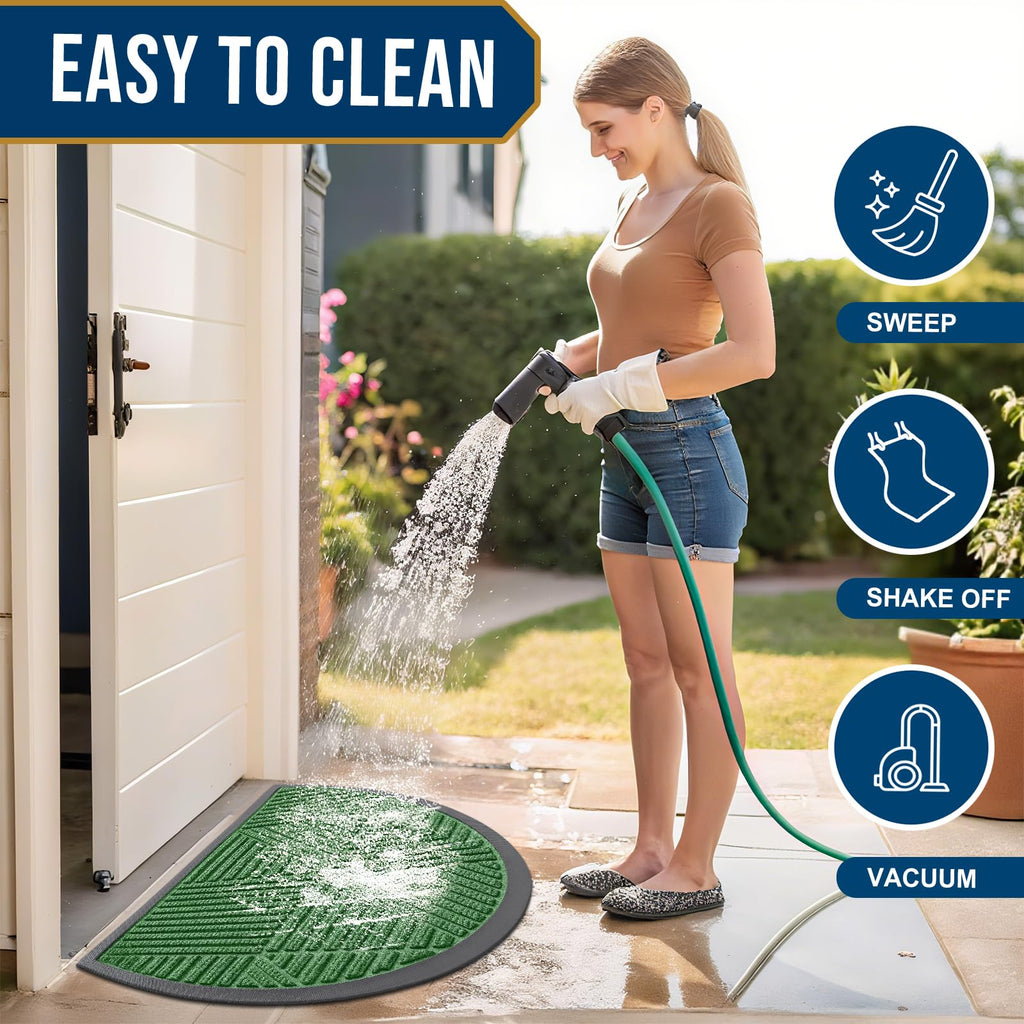 Smiry Half Circle Front Door Mat Outside Entrance, Rubber Doormat, 35x23