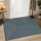 Latte&Fog 2x3 Entryway Rug, Small Modern Abstract Door Mat, Washable Kitchen Rug Samll Rug, Boho Non Slip Low Pile Carpet for Indoor Kitchen, Entry, Front Door and Bathroom - Blue