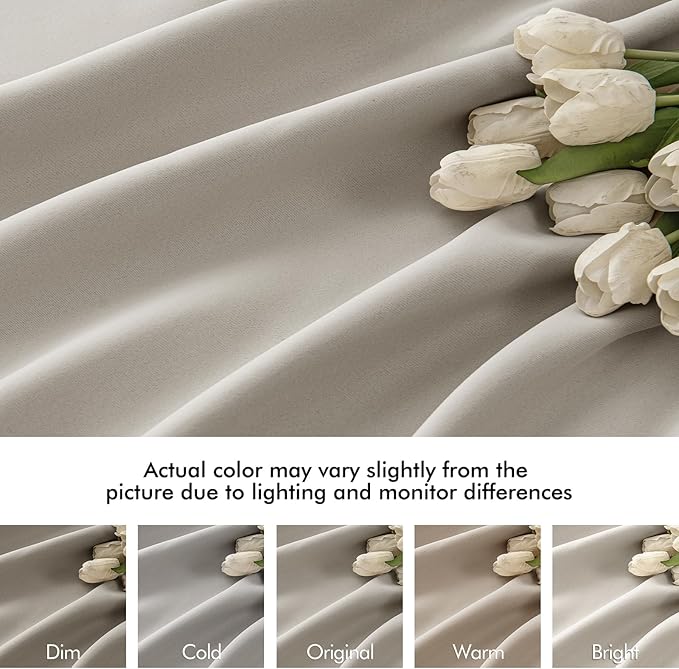 MIULEE Natural Back Tab Blackout Curtains 84 Inch Length 2 Panels Set for Living Room Bedroom Privacy, Rod Pocket/Pinch Pleat Thermal Insulated Room Darkening Pleated Light Blocking Drapes