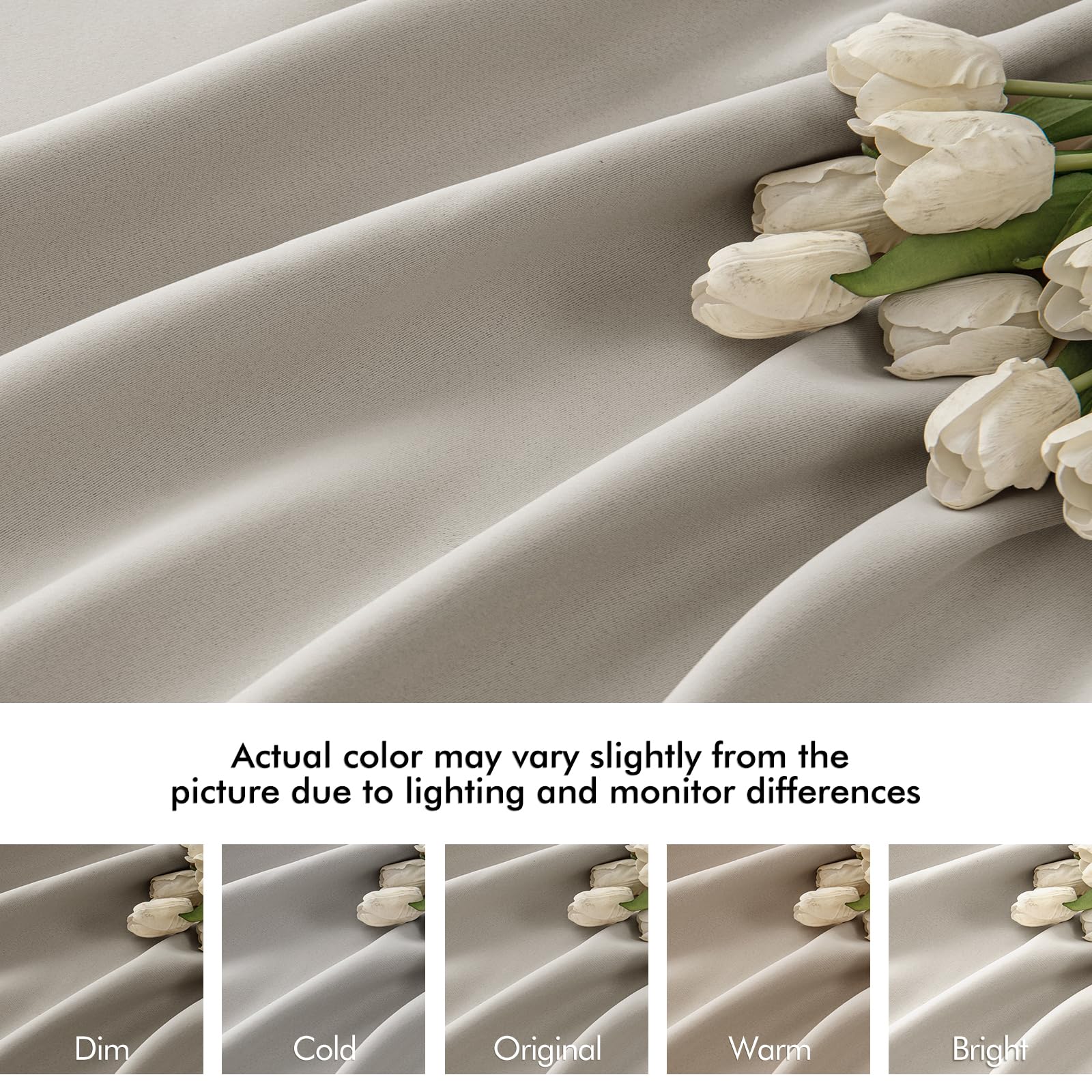MIULEE Natural Back Tab Blackout Curtains 52x108 Inch Long 2 Panels Set