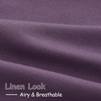 Nanspring Plum Linen Curtains 96 Inches Long 2 Panels Set for Living Room Rod Pocket Back Tab Semi Sheer Light Filtering Protect Privacy Plum Curtain for Bedroom Floor Length 52x96