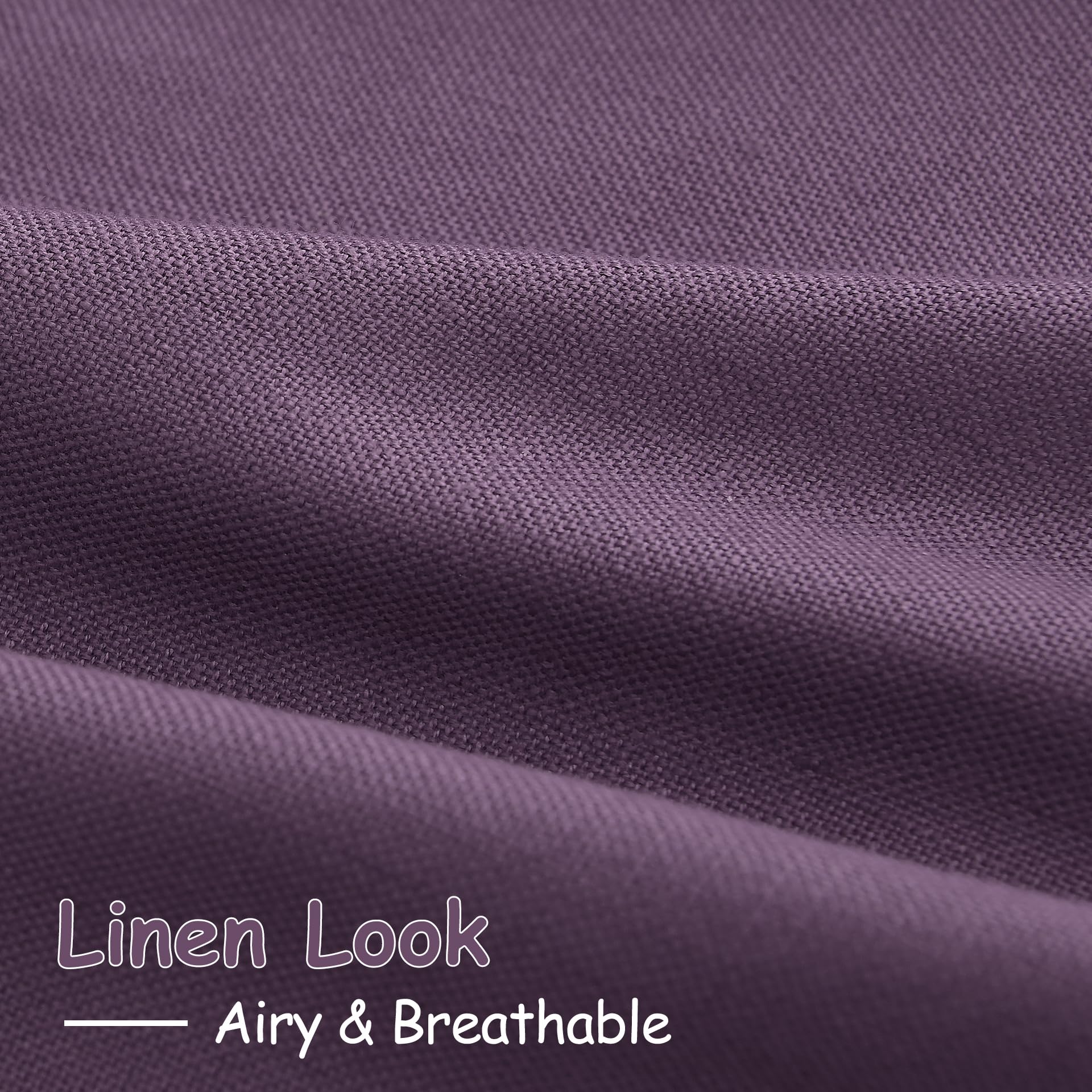Plum Linen Curtains 102 Inches Long Rod Pocket Back Tab Drapes 2 Panels Set for Living Room Sheer Light Filtering Semi Sheer Plum Curtain 102 Length for Patio Sliding Glass Door 52x102