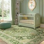 RELEANY Washable Area Rug, 5'x7', Green/Yellow
