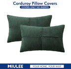 MIULEE Army Green Decorative Lumbar Throw Pillow Covers 12x20 Inch for Couch Bed Sofa Pack of 2 Boho Farmhouse Throw Pillows Soft Cross Corduroy Patchwork Textured Cushion Cases
