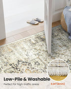 AMADA HOMEFURNISHING 5x7 Washable Area Rug, Low-Profile Living Room Rug with Non-Slip Backing & Durable Edge Binding, Large Area Rug, Vintage Rugs for Living Room, Bedroom, Dinning Room