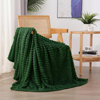 Linecooo Green Fleece Throw Blanket 90”×90” for Couch Sofa Livingroom