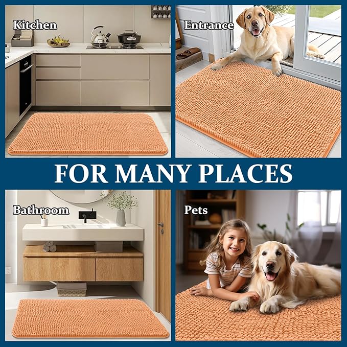 OLANLY Dog Door Mat for Muddy Paws 45x27, Super Absorbent Chenille Mud Mat