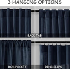 Navy Blue Curtains 84 inch Length for Bedroom Back Tab Rod Pocket Modern Nautical Farmhouse Decor Slub Linen Textured Dark Blue Semi Sheer Window Curtains 2 Panels Set for Dining Room Office Indigo