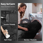 5x7 Area Rug for Living Room: Fluffy Shag Soft Washable Rugs Fuzzy Plush Indoor Carpet for Bedroom Nursery Playroom Dorm Kids Girls Boys Room (Black, 5'x7')