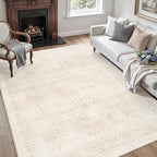 5x7 Area Rugs for Living Room: Vintage Boho Neutral Washable Rug Indoor Soft Large Area Rug Carpet for Bedroom Nursery Farmhouse Dining Room Office Floor Non-Slip Low Pile Under Table Rug Beige
