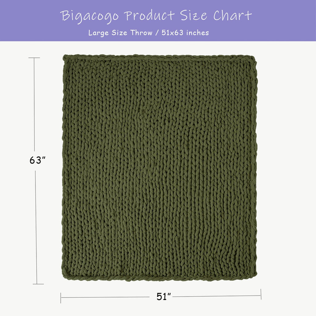 Bigacogo Chunky Knit Throw Blanket for Couch, 51x63 inches, Yellow Green