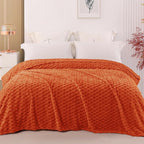 Exclusivo Mezcla 3D Fleece King Size Blanket for Bed, Burnt Orange