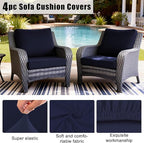 4Pcs Outdoor Cushion Covers, Patio Cushion Covers,Stretch Elastic Slipcovers, Replacement Washable & Reusable Furniture Protector for Patio Couch (Navy,Cover Only)