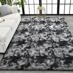 TWINNIS Super Soft Shaggy Rugs Fluffy Carpets 8x10 Feet, Indoor Modern Plush Area Rugs for Living Room Bedroom Kids Room Nursery Home Decor, Upgrade Anti-Skid Fuzzy Rug, Black and Grey