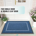 OLANLY Front Door Mat Indoor Outdoor Entrance, Waterproof All-Season, All-Weather Doormat, Sturdy Natural Rubber, Fade Resistant, Low Profile, Easy Clean Patio Porch Entryway Mat, 35x23, Light Blue