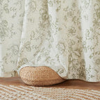jinchan Linen Floral Curtains 63 Inch Length for Living Room Bedroom Light Filtering Farmhouse Peony Flower Drapes Rustic Window Curtain Set Rod Pocket Back Tab 2 Panels Green