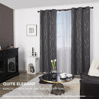 Deconovo Gray Curtains for Living Room, Blackout Drapes, Protect Pravicy Thermal Insulated Soundproof Window Drape, Wave Dots Foil Print, 38 x 90 Inch, Set of 2 Panels for Bedroom Apartment Nursery