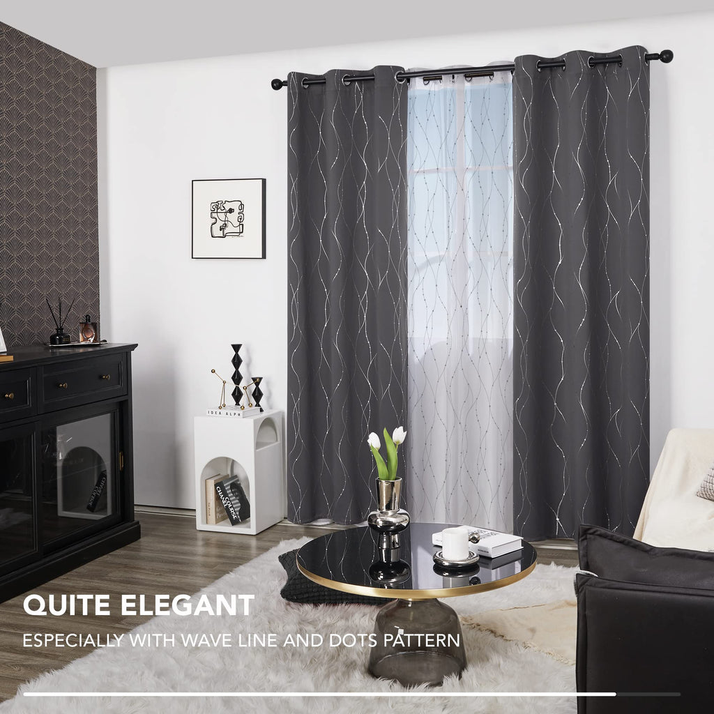 Deconovo Living Room Curtains 84 Inches Long, Blackout Curtains for Bedroom
