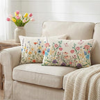ONFAON Spring Summer Pillow Covers 20x12 Set of 4,Seasonal Holiday Farmhouse Decor Flower Cushion Case for Couch Sofa Living Room Bedroom Home Indoor Decor