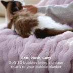 Bedsure 3D Fleece Bubble Blanket for Couch - GentleSoft Purple Throw Blanket for Sofa Bed Room Decor - Luxury Soft Cozy Gifts for Kids, Lightweight, All Seasons, Light Purple, 50"×60"