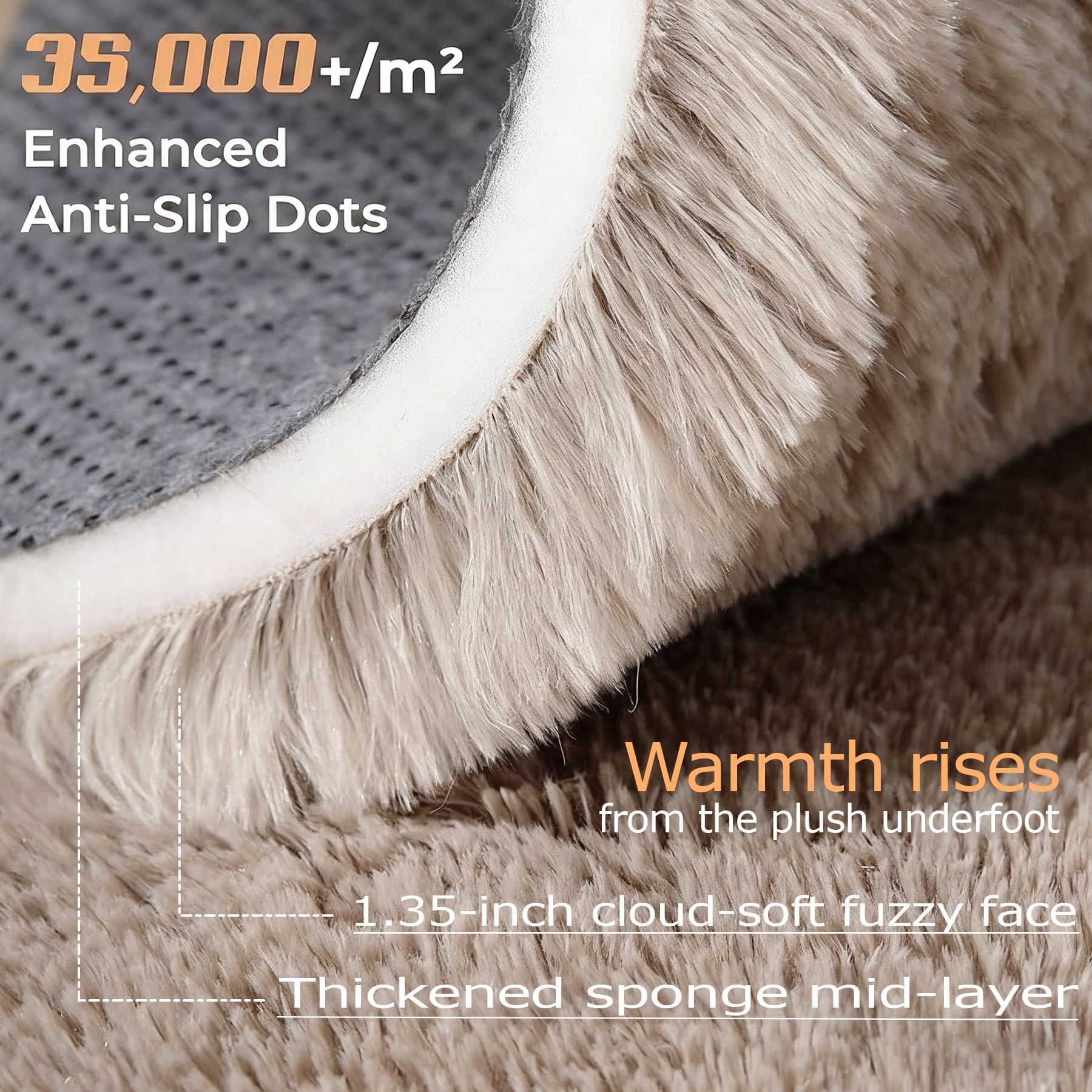 5x7 Area Rug for Living Room: Fluffy Shag Soft Washable Rugs Fuzzy Plush Indoor Carpet for Bedroom Nursery Playroom Dorm Kids Girls Boys Room (Camel, 5'x7')