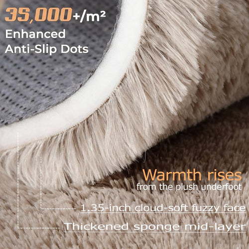 2x6 Runner Rug for Bedroom: Fluffy Shag Soft Washable Rugs Small Fuzzy Plush Indoor Carpet for Hallway Bedside Dorm Kids Girls Boys Room (Camel, 2'x6')