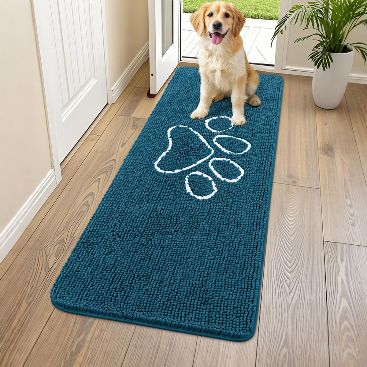 Smiry Dog Door Mat for Muddy Paws, Absorbent Non Slip Dirt Trapper, 59x24