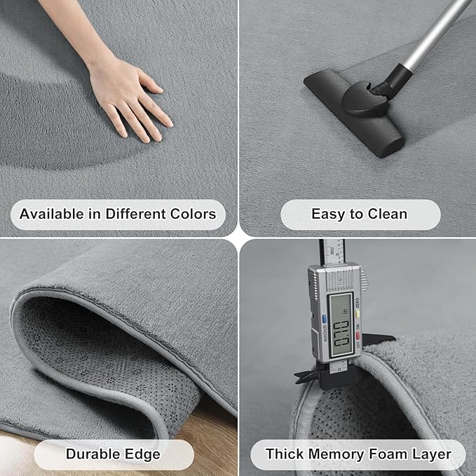Amearea Modern Soft Hallway Runner Rug, 3x8 Feet Area Rug Runners for Hallways, Washable Runner Rugs, Non Slip Memory Foam Rug Grey Runner Rugs Carpet for Entrance Kitchen Kids Room Decor