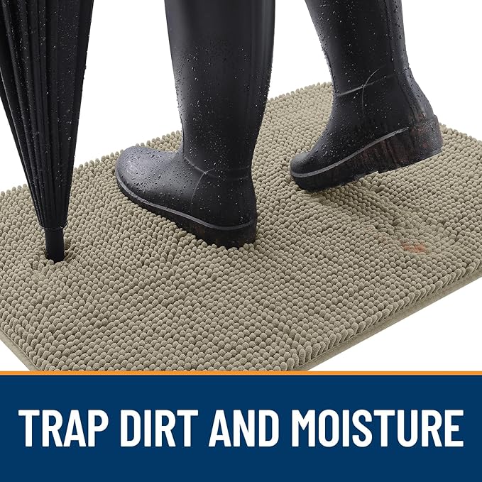 OLANLY Dog Door Mat for Muddy Paws 47x24, Super Absorbent Chenille Mud Mat