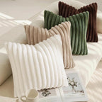 decorUhome Fall Faux Fur Throw Pillow Covers 22x22 Set of 2 Khaki Brown