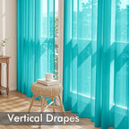 MIULEE Turquoise Sheer Curtains 90 Inches Long, 4 Panels Set, Light Filtering Rod Pocket Voile Drapes for Living Room and Bedroom, Airy Soft Fabric Window Treatments, 42 x 90 Inches