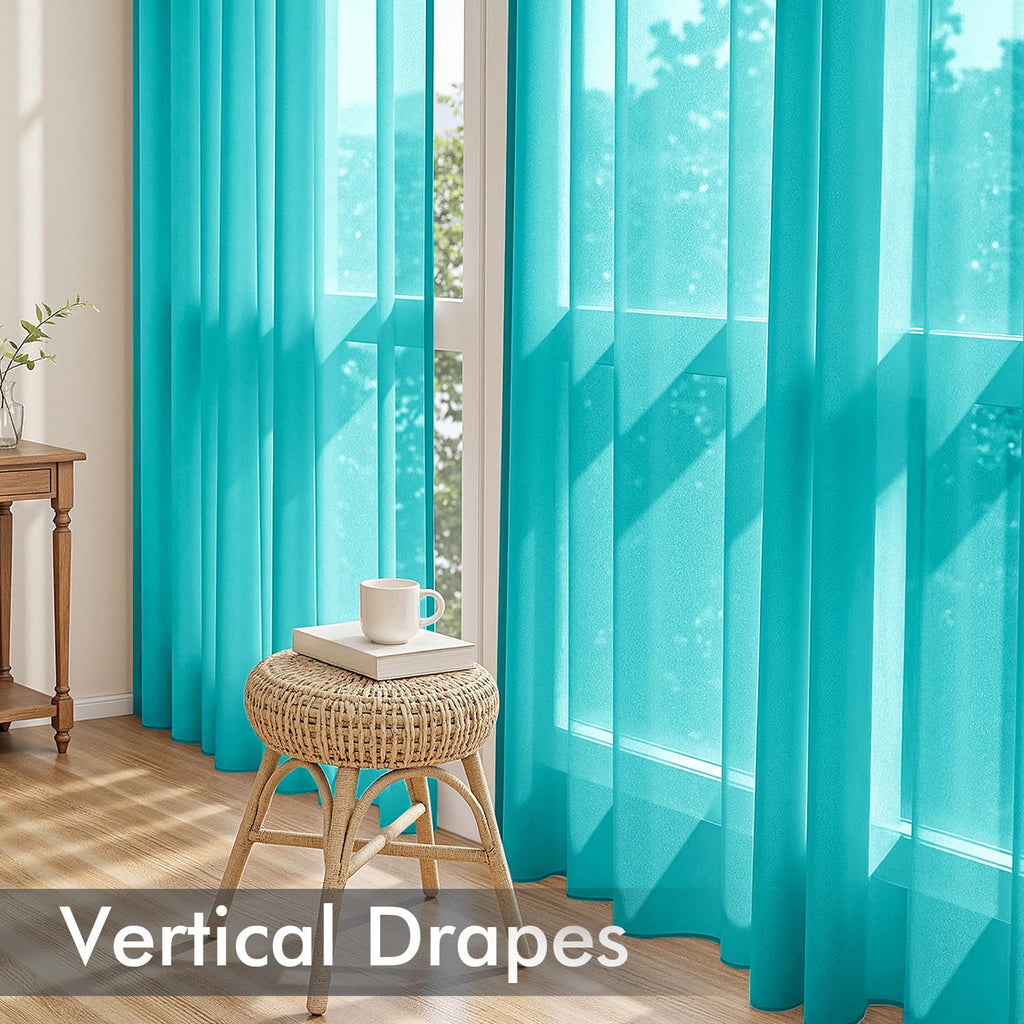 MIULEE Turquoise Sheer Curtains 96 Inches Long 4 Panels 42 x 96 Inches