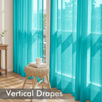 MIULEE Turquoise Sheer Curtains 96 Inches Long 4 Panels 42 x 96 Inches
