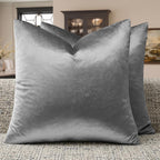 GIGIZAZA Dark Grey Velvet Throw Pillow Covers 18x18 Pack of 2