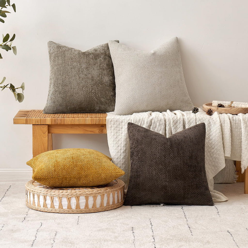 MIULEE Decorative Couch Throw Pillow Covers 18x18 Inch Dark Brown 2 Pack